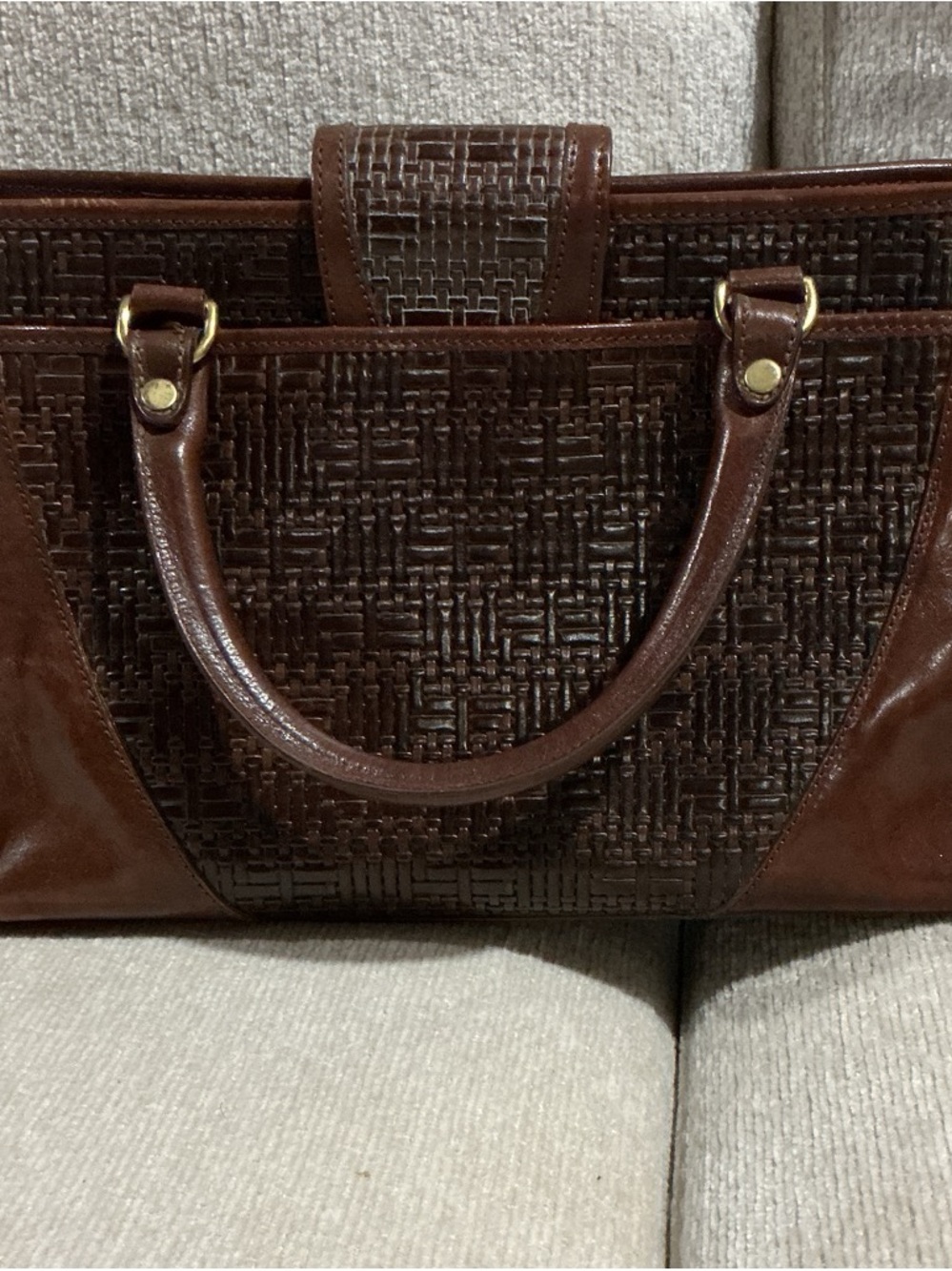 Brahmin vintage Classic Brown Woven Leather Tote - Picture 2 of 5